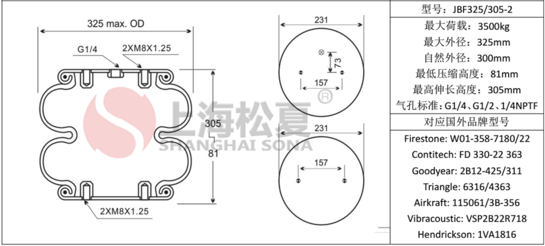 JBF325/305-2橡膠氣囊產品圖紙